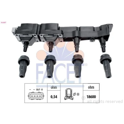 Imagem de FACET 9.6307 Bobina de ignição PEUGEOT: 206 Hatchback, 307 CC, 207 CITROËN: Xsara C3 I Picasso