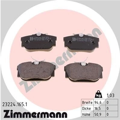 Imagem de ZIMMERMANN 23224.165.1 Jogo de pastilhas para travão disco A imagem corresponde ao volume fornecimento VOLKSWAGEN: TRANSPORTER 4 Bus