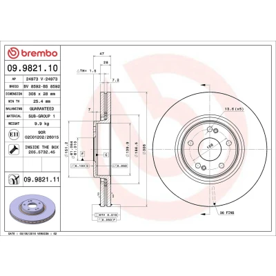 Imagem de BREMBO COATED DISC LINE 09.9821.11 Disco de travão 308 28 5 interior ventilado revestido com parafusos RENAULT: LAGUNA 2, 2 Grandtour