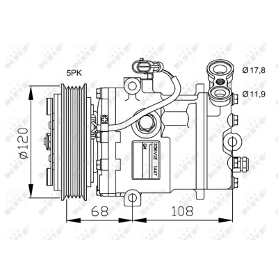 Imagem de NRF 32775 Compressor SD6V12 1447 12 PAG 46 com retentor OPEL: Combo C Van / Carrinha, Corsa Hatchback