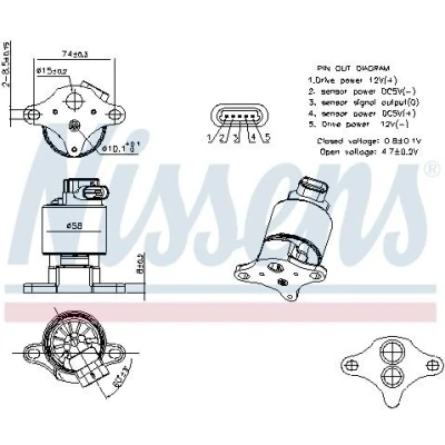 Imagem de NISSENS 98360 Válvula EGR sem radiador da recirculação dos gases de escape OPEL: Omega B Caravan