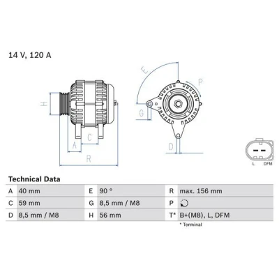 Imagem de BOSCH 0 986 041 860 Alternador 14V 120A SEAT: Leon I Hatchback, Ibiza 2, 3, VOLKSWAGEN: Golf 4, Polo IV Caddy 2 Kastenwagen endado,