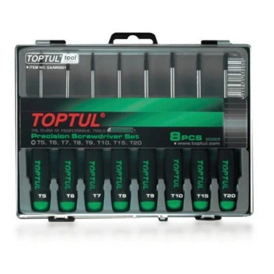 Imagem de TOPTUL GAAW0801 Conjunto de chaves parafusos 8 T6, T7, T8, T9, T10, T15, T20 Estojo plástico