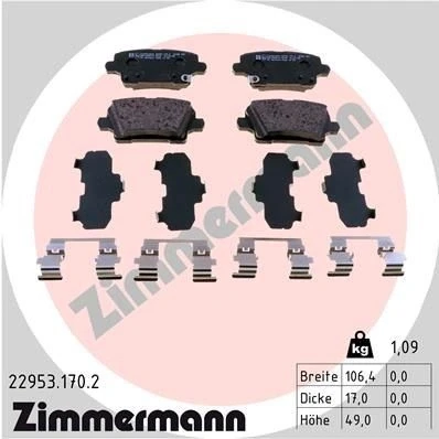 Imagem de ZIMMERMANN 22953.170.2 Jogo de pastilhas para travão disco OPEL: Insignia B Sports Tourer, Grand Sport