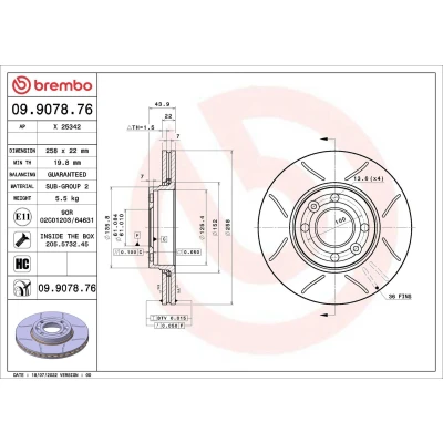 Imagem de BREMBO Disco de travão RENAULT: Clio 4, Captur, Kangoo II Express, DACIA: Lodgy, LOGAN MCV 2, Dokker NISSAN: MICRA 5 09.9078.76 402061200R