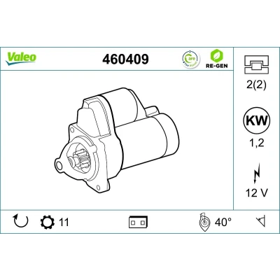 Imagem de VALEO 460409 Motor de arranque 12 1,2 11 L 40 HYUNDAI: H 1 / Starex MPV, Cargo