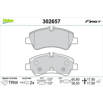 Imagem de VALEO 302657 Jogo de pastilhas para travão disco Eixo traseiro incl. contacto aviso desgaste com chapa anti ruído