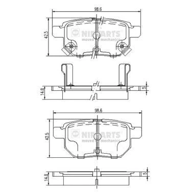 Imagem de NIPPARTS J3612034 Jogo de pastilhas para travão disco Eixo traseiro TOYOTA: Auris Hatchback, Yaris II Hatchback