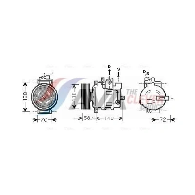 Imagem de PRASCO AIAK262 Compressor 6SEU14C R 134a AUDI: A4 B6 Sedan, Avant, B7 Avant