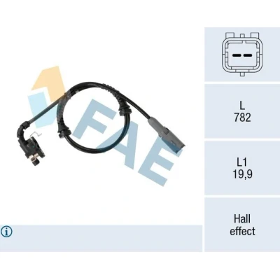 Imagem de FAE 78548 Sensor de ABS Eixo traseiro Hall 2 782 PEUGEOT: 307 Hatchback, Carrinha, 308 I SW, CITROËN: C4 II Hatchback