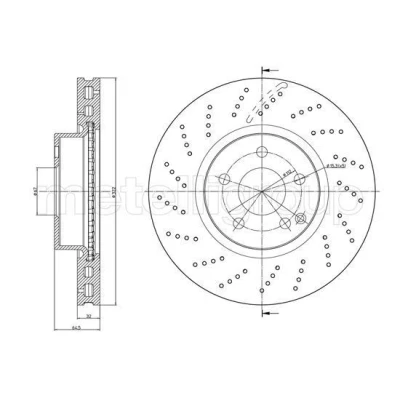 Imagem de METELLI Disco de travão MERCEDES BENZ: Classe C T modell, Sedan, E Sedan 322,0mm 32,0mm 5 67,0mm ventilado pintado 23 1459FC