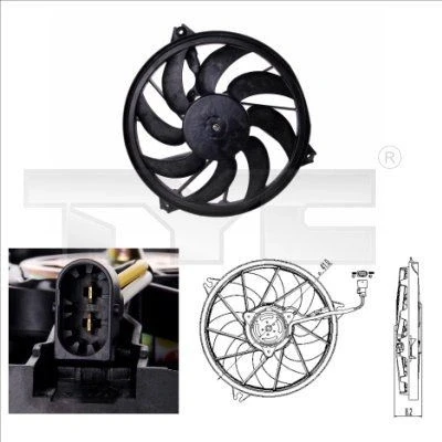 Imagem de TYC 826 0003 ventilador de radiador 390 270 sem estrutura do (caixilho) PEUGEOT: 206 Hatchback, SW