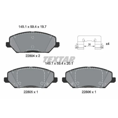Imagem de TEXTAR 2280401 Jogo de pastilhas para travão disco com avisador sonoro desgaste acessórios HYUNDAI: i30 III Hatchback, Carrinha
