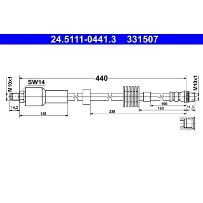Imagem de ATE 24.5111 0441.3 Mangueira de Travão 440 M10x1