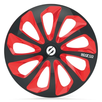 Imagem de 4 tampões preto/vermelho sparco sicilia 14 polegadas