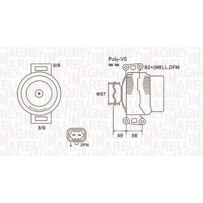 Imagem de MAGNETI MARELLI 063731740010 Alternador 14V 120A OPEL: Astra G CC, Vectra C Caravan, Caravan