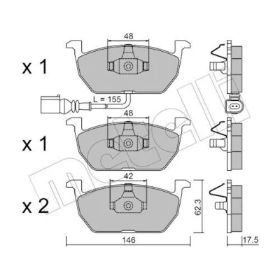 Imagem de METELLI 22 1028 0 Jogo de pastilhas para travão disco incl. contacto aviso desgaste VOLKSWAGEN: Golf 7, 7 Variant