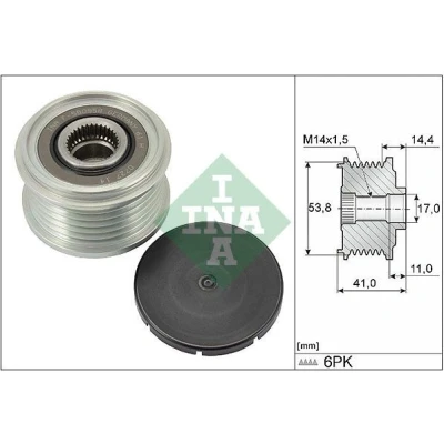 Imagem de INA 535 0304 10 Polia Roda Livre do Alternador Ferramenta especial necessária para a montagem PEUGEOT: Partner II Van, CITROËN: Berlingo