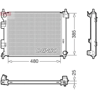 Imagem de DENSO DRM41034 Radiador, arrefecimento do motor 480mm 385mm 25mm HYUNDAI: i20 I Hatchback