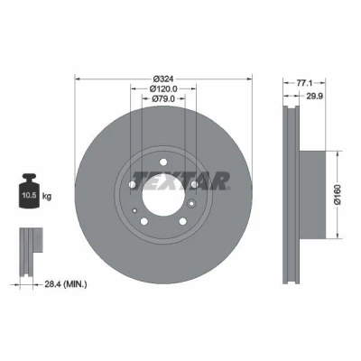 Imagem de TEXTAR 92058300 Disco de travão 324 29,9 05/07 120 interior ventilado sem pernos fixação da roda, cubo roda BMW: 5 Sedan, Touring, 7