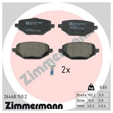 Imagem de ZIMMERMANN 26468.150.2 Jogo de pastilhas para travão disco com parafusos A imagem corresponde ao volume fornecimento RENAULT: Captur II