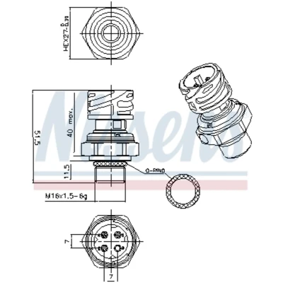 Imagem de Interruptor de pressão, ar condicionado ** FIRST FIT NISSENS 301107