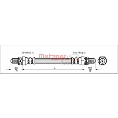 Imagem de METZGER 4113254 Mangueira de Travão 295 M10 x 1 FORD: FIESTA 3