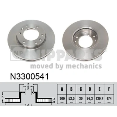 Imagem de NIPPARTS Disco de travão HYUNDAI: H 1 Travel, Van Eixo dianteiro 300mm 30mm 6 139,7mm interior ventilado N3300541 517124H500 Discos
