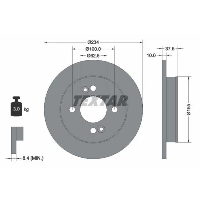 Imagem de TEXTAR PRO 92147203 Disco de travão 234 10 04/06 100 cheio revestido sem pernos fixação da roda, cubo roda KIA: Picanto III, I