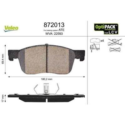 Imagem de VALEO 872013 Jogo de pastilhas para travão disco PEUGEOT: Expert III Van, Traveller, CITROËN: Jumpy Spacetourer, OPEL: Vivaro C Combi