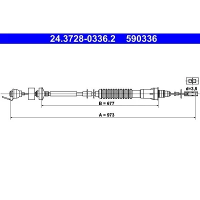 Imagem de ATE 24.3728 0336.2 Cabo de Embreagem com afinação automática CITROËN: Jumpy I Van, Camião plataforma/Chassis