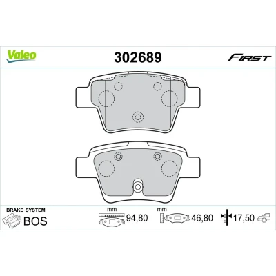 Imagem de VALEO 302689 Jogo de pastilhas para travão disco Eixo traseiro excl. contacto aviso desgaste com chapa anti ruído PEUGEOT: 207 Hatchback