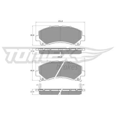 Imagem de TOMEX brakes TX 19 00 Jogo de pastilhas para travão disco Eixo dianteiro com avisador sonoro desgaste ISUZU: D Max 1 Pickup, II Pick up