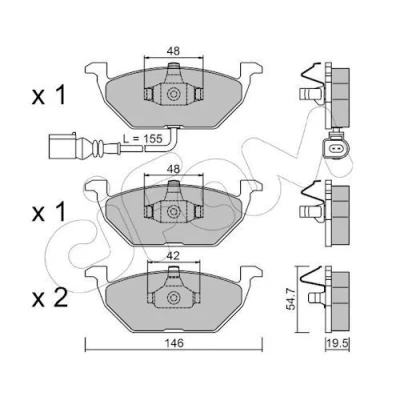 Imagem de CIFAM 822 211 2 Jogo de pastilhas para travão disco incl. contacto aviso desgaste VOLKSWAGEN: GOLF 4, 5, 6, SEAT: Ibiza 3
