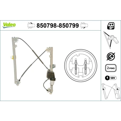 Imagem de Valeo Elevador de vidro à frente, lado esquerdo elétrico com motor sem função conforto 850798 RENAULT: MEGANE 2 Kombi,