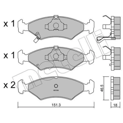 Imagem de METELLI 22 0127 0 Jogo de pastilhas para travão disco com avisador sonoro desgaste KIA: SHUMA I Hatchback, 2