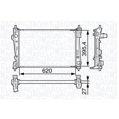 Imagem de MAGNETI MARELLI 350213131200 Radiador, arrefecimento do motor 620mm 398mm 26mm Aletas de refrigeração soldadas ALFA ROMEO: Giulietta Hatchback