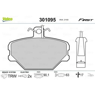 Imagem de VALEO 301095 Jogo de pastilhas para travão disco FIRST Eixo dianteiro incl. contacto aviso desgaste sem chapa anti ruído FIAT: Uno Hatchback