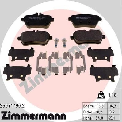 Imagem de ZIMMERMANN 25071.190.2 Jogo de pastilhas para travão disco MERCEDES BENZ: Classe S Sedan, Coupe, SL Cabrio