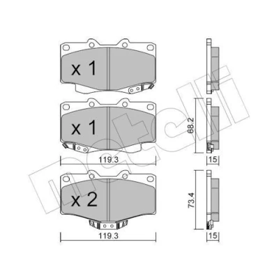 Imagem de METELLI 22 0129 0 Jogo de pastilhas para travão disco com avisador sonoro desgaste TOYOTA: Land Cruiser Prado 90, HILUX 5 Pick up