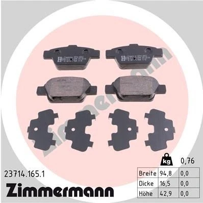 Imagem de ZIMMERMANN 23714.165.1 Jogo de pastilhas para travão disco A imagem corresponde ao volume fornecimento FIAT: BRAVO 2, Stilo Hatchback, Linea
