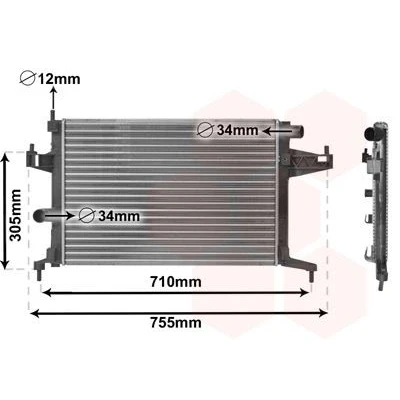 Imagem de VAN WEZEL 37002306 Radiador, arrefecimento do motor Alumínio 540 375 23 Aletas de refrigeração unidas mecanicamente OPEL: Corsa C Hatchback