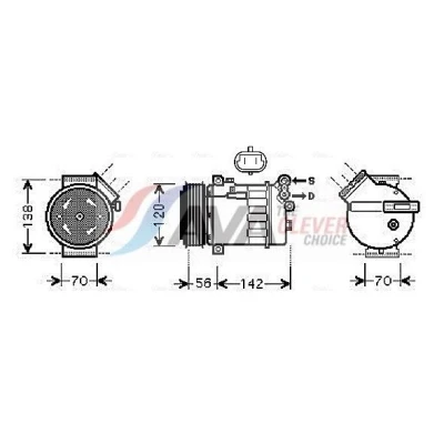 Imagem de AVA COOLING SYSTEMS OLAK313 compressor PXV16 12V PAG 46 R134a com óleo de PAG, embraiagem magnética, sem díodo OPEL: Astra G CC