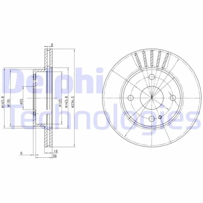 Imagem de DELPHI BG2802 Disco de travão 235 18 4 ventilado oleado não tratado sem o rolamento da roda, anel sensor do ABS MAZDA: MX 5 I, FAMILIA
