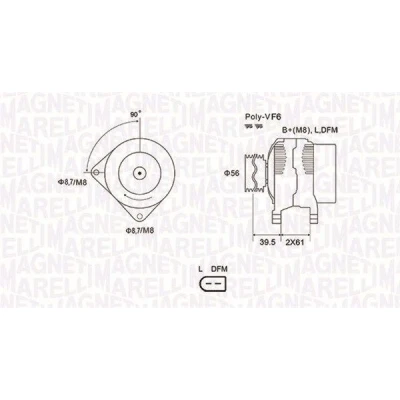 Imagem de MAGNETI MARELLI 063731912010 Alternador 12V 180A VOLKSWAGEN: Passat B6 Sedan