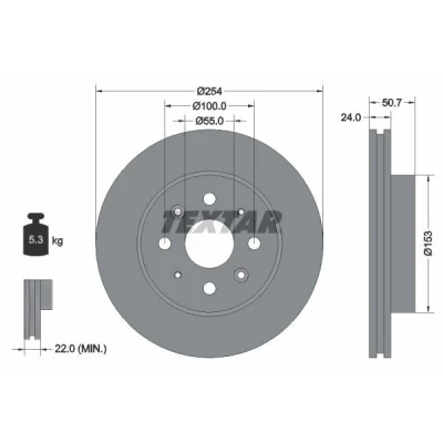 Imagem de TEXTAR 92147000 Disco de travão 254 24 04/08 100 interior ventilado sem pernos fixação da roda, cubo roda