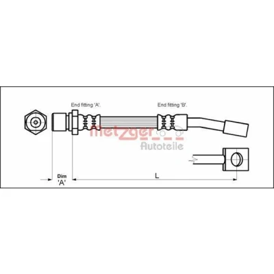 Imagem de METZGER 4114679 Mangueira de Travão 325 OPEL: Corsa B Hatchback