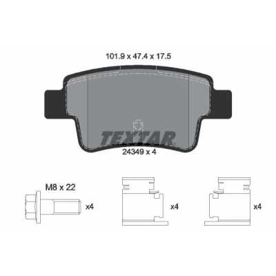 Imagem de TEXTAR 2434901 Jogo de pastilhas para travão disco FIAT: Grande Punto Hatchback, Evo Hatchback