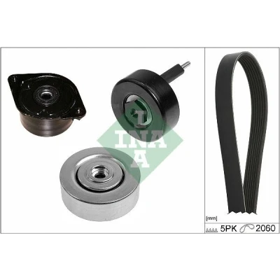 Imagem de INA 529 0414 10 Jogo de correias trapezoidais estriadas Verificar a rotação livre do alternador e, event., substit. BMW: 3 Touring, 5 Sedan, Sedan