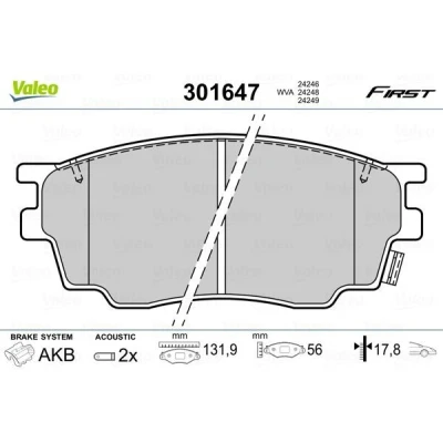 Imagem de VALEO 301647 Jogo de pastilhas para travão disco Eixo dianteiro incl. contacto aviso desgaste com chapa anti ruído MAZDA: 6 Hatchback